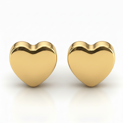 Altın Kaplama Cerrahi Çelik Kulak Delme Küpesi - Shape Heart Alerji Yapmayan (Çift)