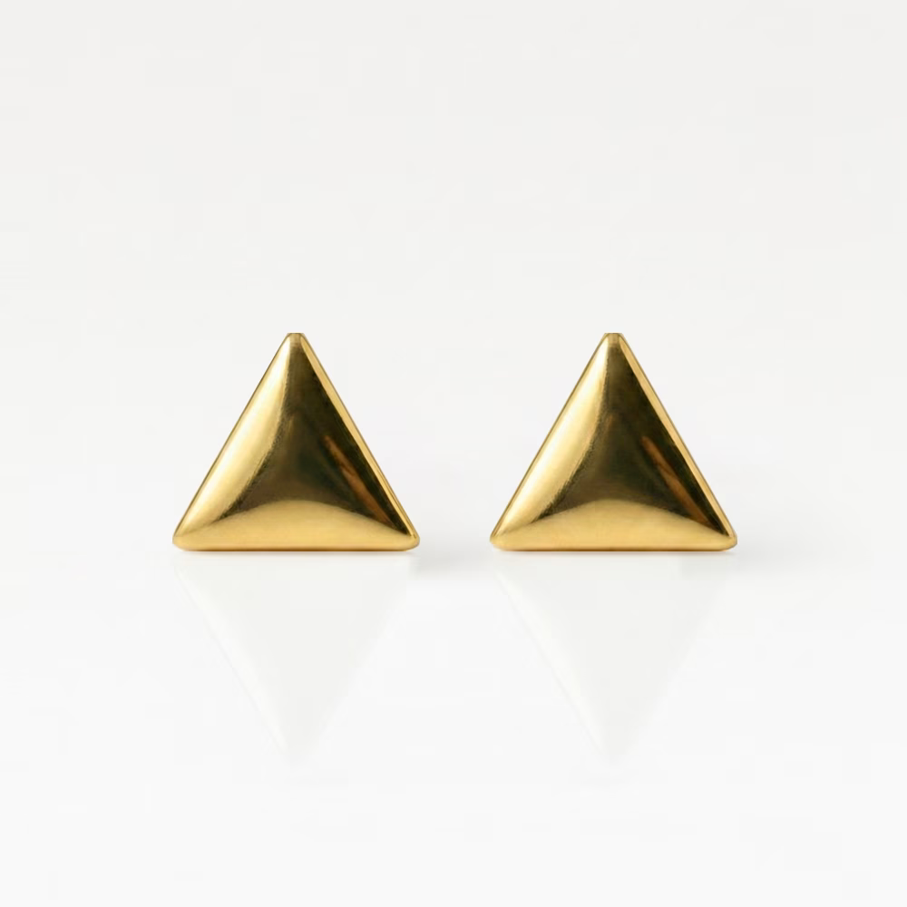 Altın Kaplama Cerrahi Çelik Kulak Delme Küpesi - Shape Triangle Alerji Yapmayan (Çift)