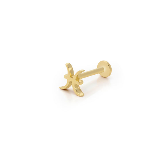14K Gold Piercing - Pisces Zodiac