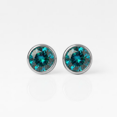 Cerrahi Çelik Kulak Delme Küpesi - Birthstone Blue Zircon Alerji Yapmayan (Çift)