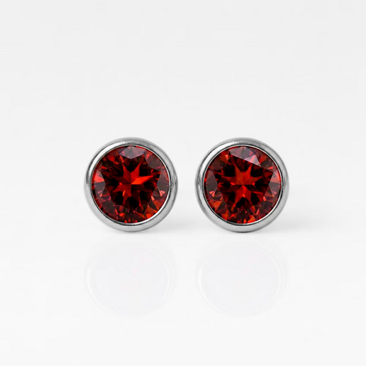 Cerrahi Çelik Kulak Delme Küpesi - Birthstone Garnet Alerji Yapmayan (Çift)