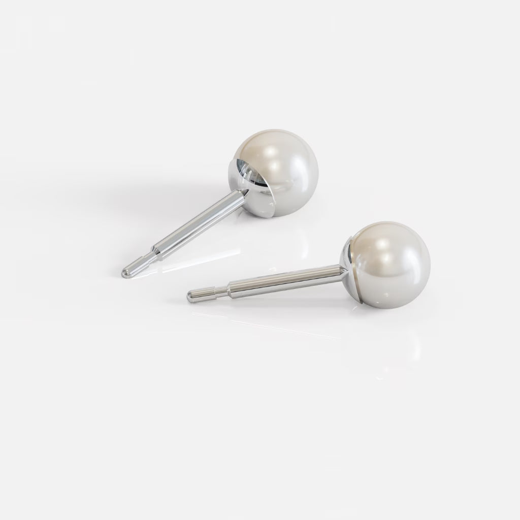 Cerrahi Çelik Kulak Delme Küpesi - Pearl Alerji Yapmayan (Çift)