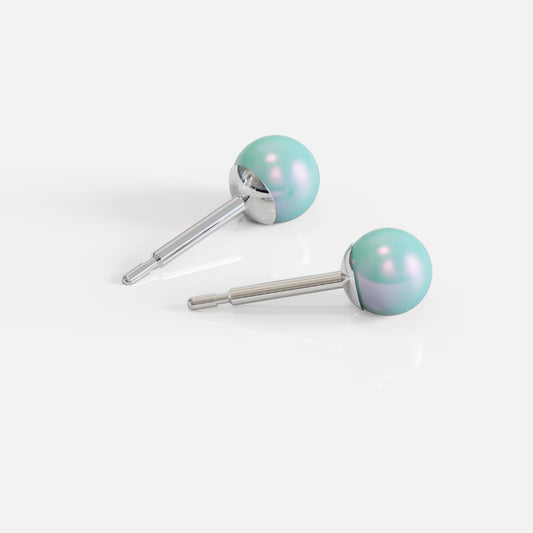 Cerrahi Çelik Kulak Delme Küpesi - Pearl Blue Alerji Yapmayan (Çift)
