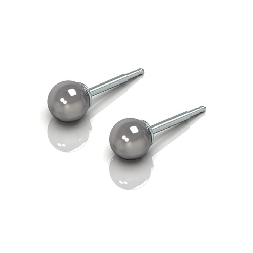 Cerrahi Çelik Kulak Delme Küpesi - Pearl Grey Alerji Yapmayan (Çift)