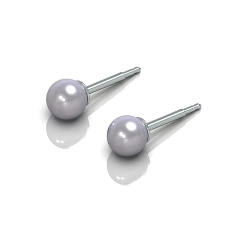 Cerrahi Çelik Kulak Delme Küpesi - Pearl Lavender Hassas Ciltlere Uygun (Çift)