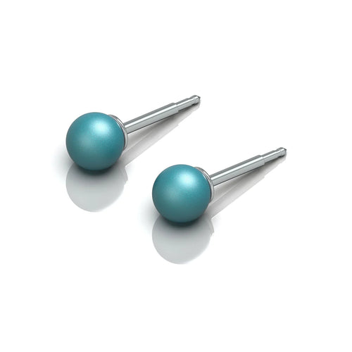 Cerrahi Çelik Kulak Delme Küpesi - Pearl Turquoise Alerji Yapmayan (Çift)