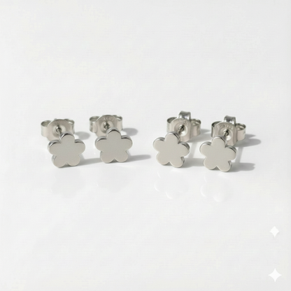 Cerrahi Çelik Kulak Delme Küpesi - Shape Flower Alerji Yapmayan (Çift)