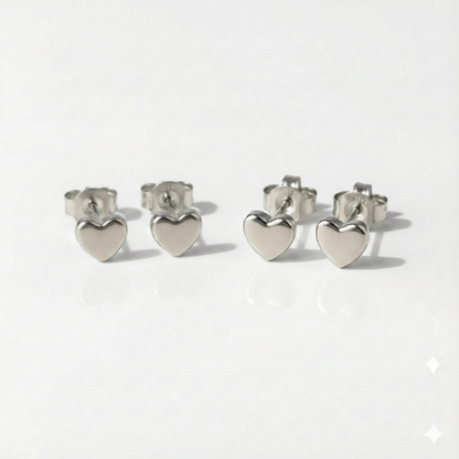 Cerrahi Çelik Kulak Delme Küpesi - Shape Heart Alerji Yapmayan (Çift)