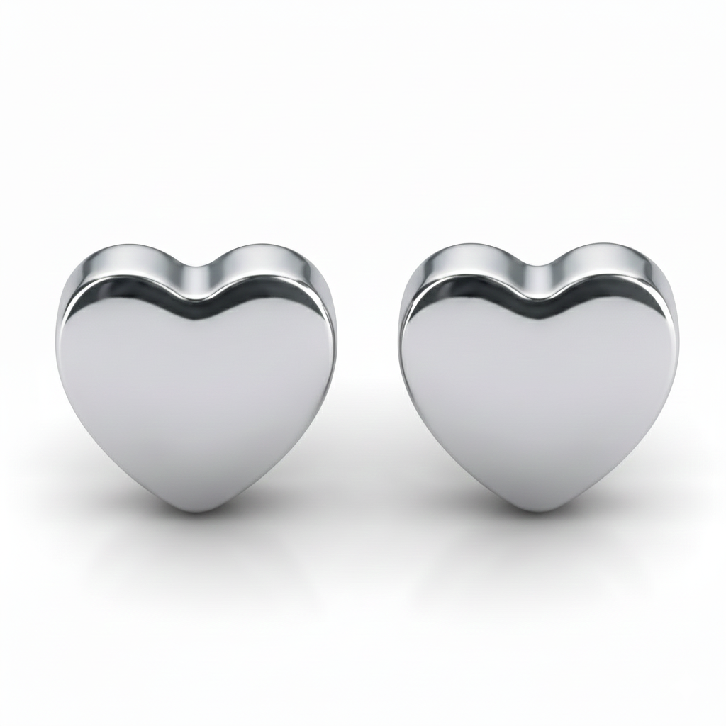 Cerrahi Çelik Kulak Delme Küpesi - Shape Heart Alerji Yapmayan (Çift)
