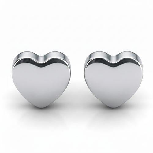 Cerrahi Çelik Kulak Delme Küpesi - Shape Heart Alerji Yapmayan (Çift)