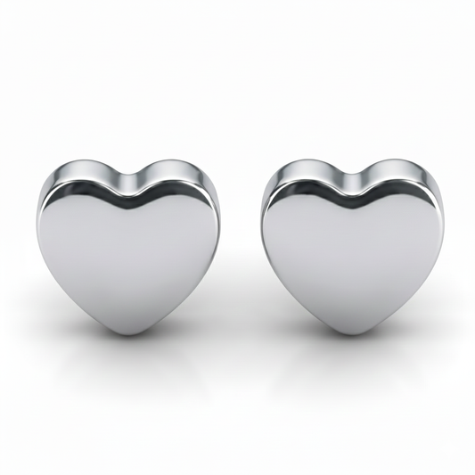 Cerrahi Çelik Kulak Delme Küpesi - Shape Heart Alerji Yapmayan (Çift)