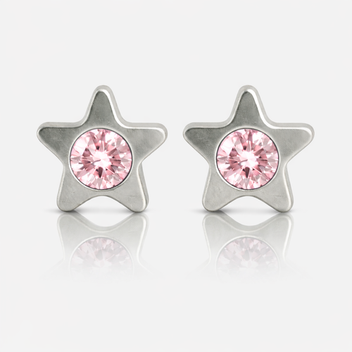 Cerrahi Çelik Kulak Delme Küpesi - Starlite Light Rose Alerji Yapmayan (Çift)