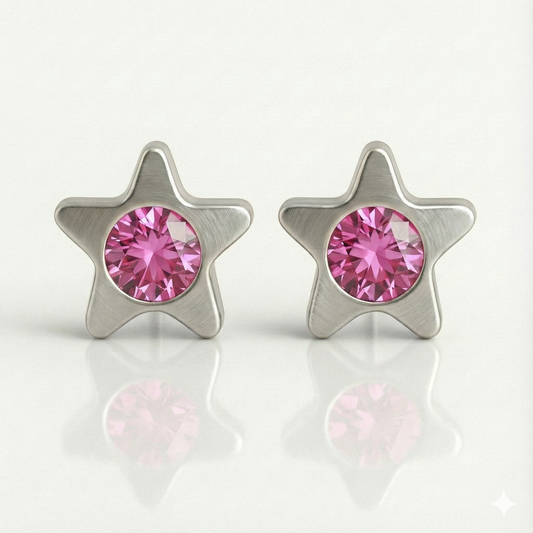 Cerrahi Çelik Kulak Delme Küpesi - Starlite Rose Alerji Yapmayan (Çift)