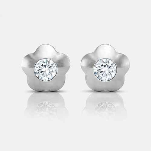 Cerrahi Çelik Kulak Delme Küpesi - Flowerlite Crystal Alerji Yapmayan (Çift)