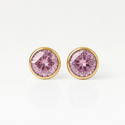 Altın Kaplama Cerrahi Çelik Kulak Delme Küpesi - Birthstone Light Rose Alerji Yapmayan 