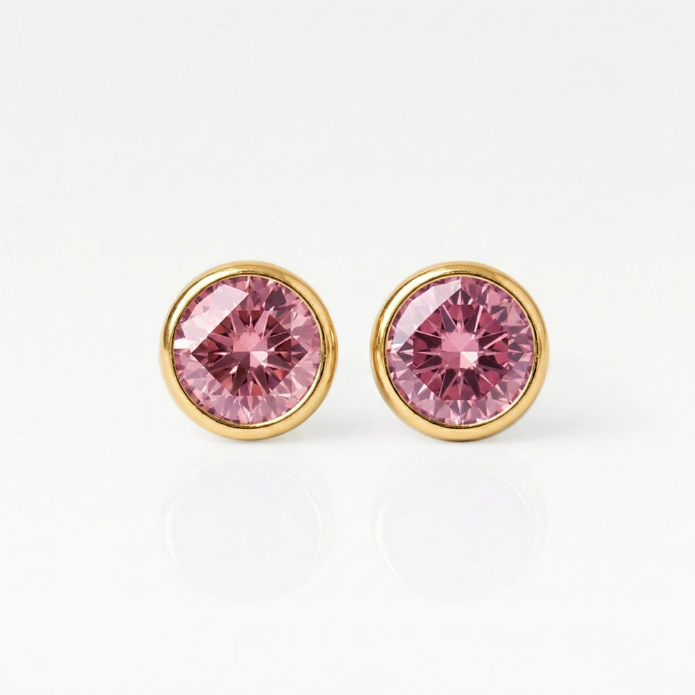 Серьги для прокола ушей с золотым покрытием - Birthstone Rose Гипоаллергенный (пара)
