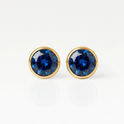 Altın Kaplama Cerrahi Çelik Kulak Delme Küpesi - Birthstone Sapphire Alerji Yapmayan 
