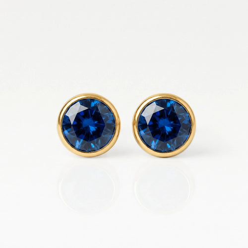 Серьги для прокола ушей с золотым покрытием - Birthstone Sapphire Гипоаллергенный (пара)