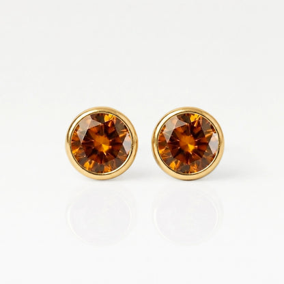 Altın Kaplama Cerrahi Çelik Kulak Delme Küpesi - Birthstone Topaz Alerji Yapmayan 