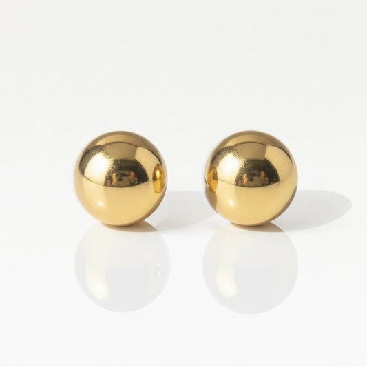 Altın Kaplama Cerrahi Çelik Kulak Delme Küpesi -  Ball Shape Alerji Yapmayan (Çift)