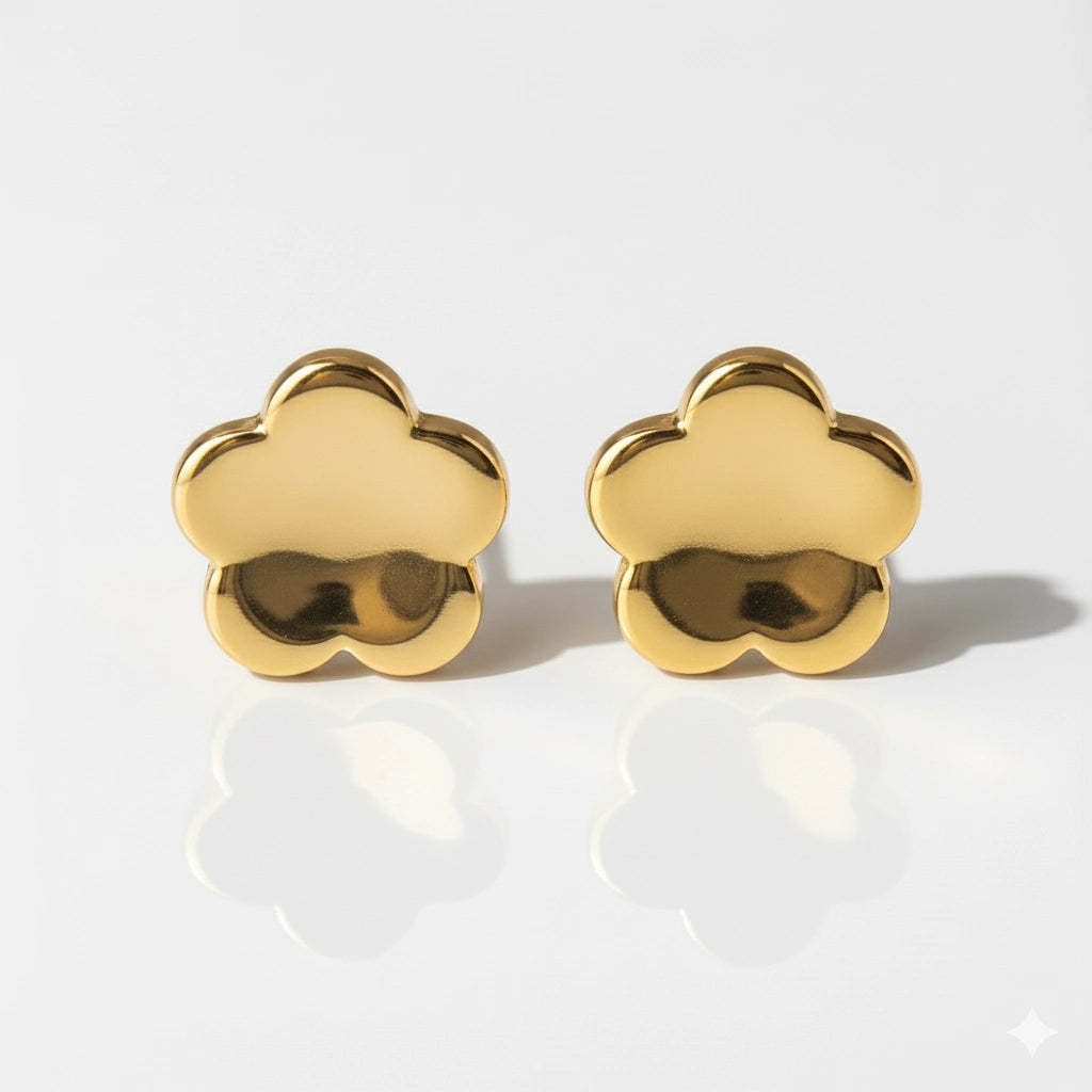 Gold Plated Surgical Steel Ear Piercing Studs - Shape Flower Hypoallergenic