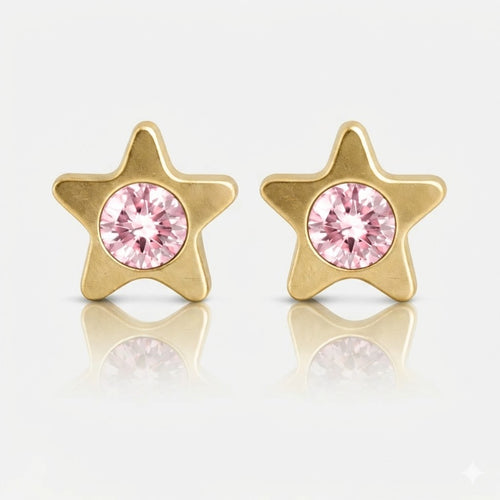 Altın Kaplama Cerrahi Çelik Kulak Delme Küpesi - Starlite Light Rose Alerji Yapmayan 