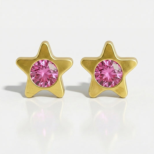 Gold Plated Surgical Steel Ear Piercing Studs - Starlite Rose Hypoallergenic