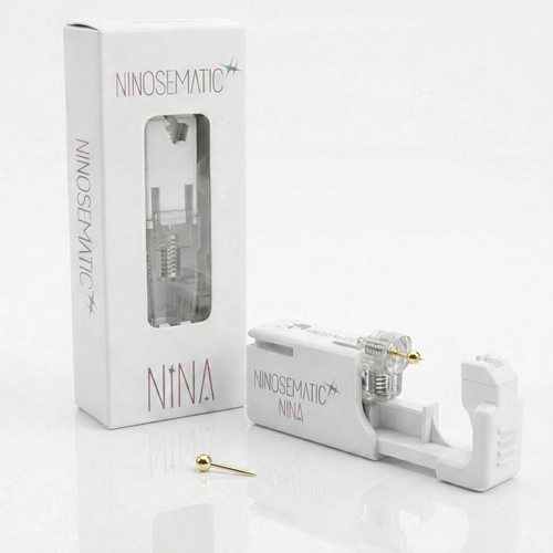 Ninosematic Tek Kullanımlık Burun Delme Kiti - Altın Kaplama Shape Ball Küpe