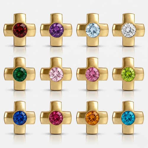 Gold Plated Surgical Steel Ear Piercing Studs - Crosslite Assorted Hypoallergenic