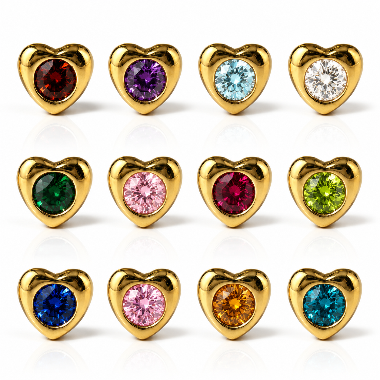 Gold Plated Surgical Steel Ear Piercing Studs - Heartlite Assorted Hypoallergenic