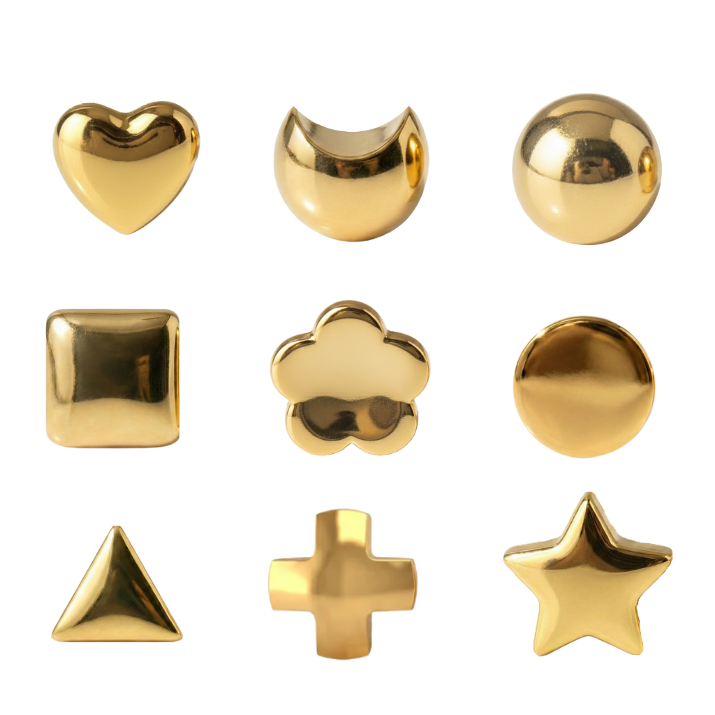 Gold Plated Surgical Steel Ear Piercing Studs - Shape Assorted Hypoallergenic