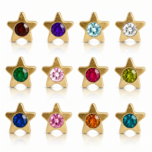 Gold Plated Surgical Steel Ear Piercing Studs - Starlite Assorted Hypoallergenic