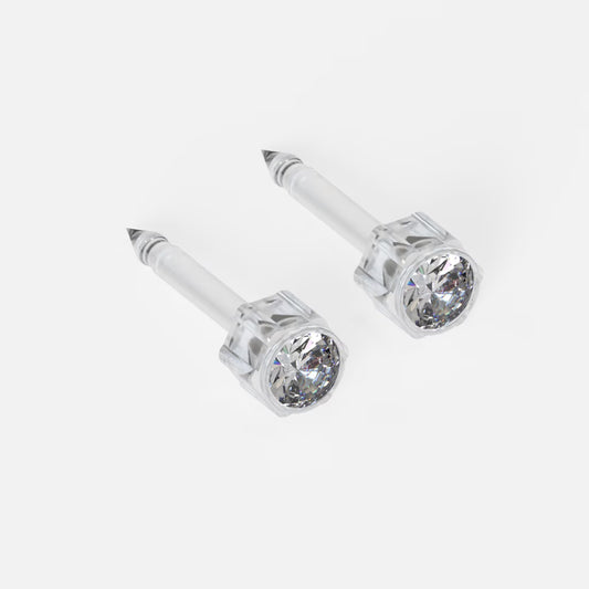 Medikal Plastik Kulak Delme Küpesi - Birthstar Crystal Alerji Yapmayan (Çift)