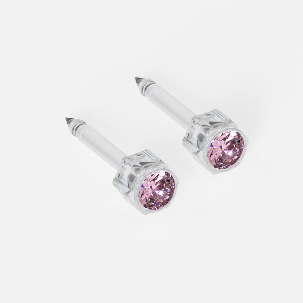 Medikal Plastik Kulak Delme Küpesi - Birthstar Light Rose Alerji Yapmayan (Çift)