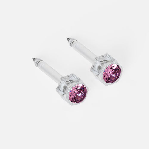 Medikal Plastik Kulak Delme Küpesi - Birthstar Rose Alerji Yapmayan (Çift)