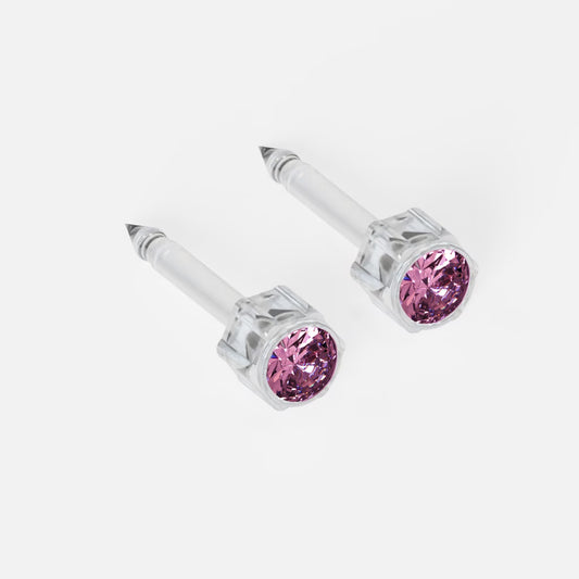 Medikal Plastik Kulak Delme Küpesi - Birthstar Rose Alerji Yapmayan (Çift)