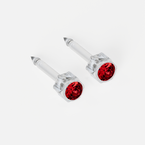 Medikal Plastik Kulak Delme Küpesi - Birthstar Ruby Alerji Yapmayan (Çift)