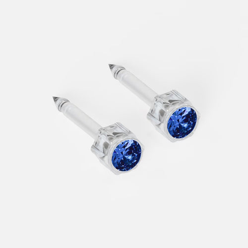 Medikal Plastik Kulak Delme Küpesi - Birthstar Sapphire Alerji Yapmayan (Çift)