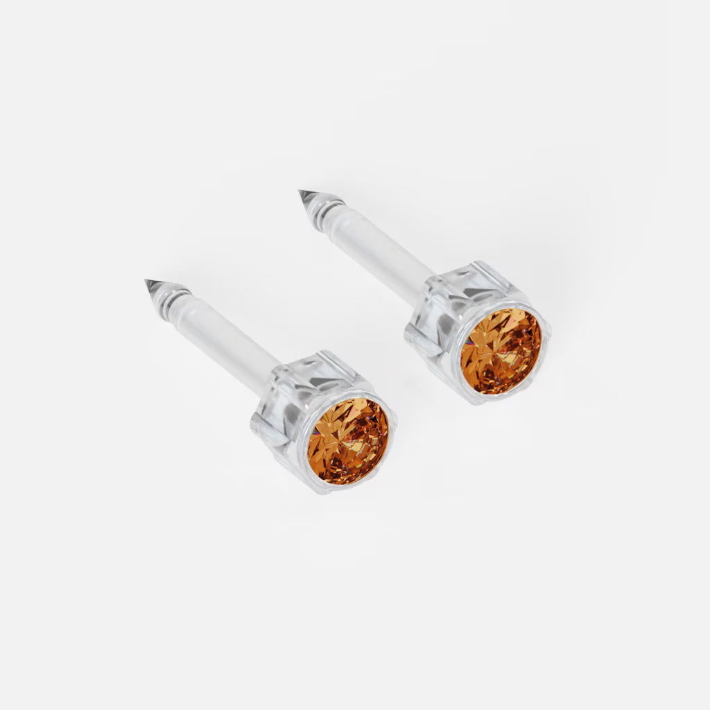 Medikal Plastik Kulak Delme Küpesi - Birthstar Topaz Alerji Yapmayan (Çift)