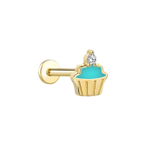 14 Ayar Altın Piercing - Mint Cupcake