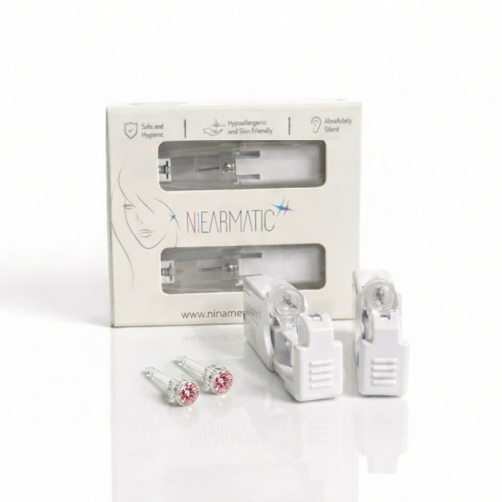 Niearmatic Tek Kullanımlık Kulak Delme Kiti - Medical Plastic Light Rose Küpe