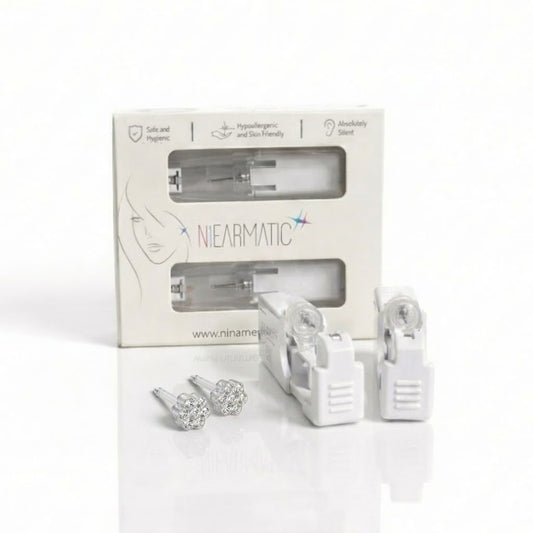 Niearmatic Tek Kullanımlık Kulak Delme Kiti - Medical Plastic Papatya Crystal Küpe