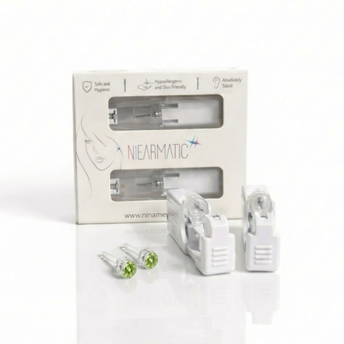 Niearmatic Tek Kullanımlık Kulak Delme Kiti - Medical Plastic Peridot Küpe