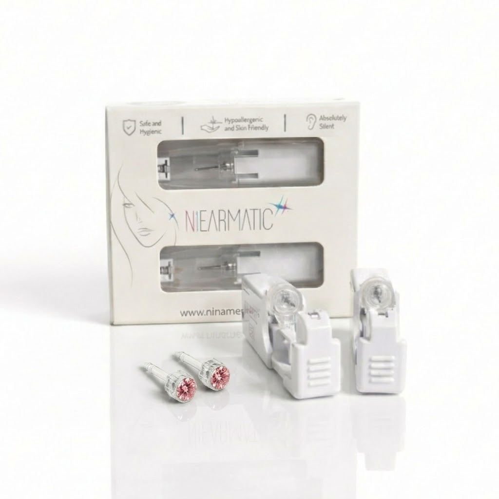 Niearmatic Tek Kullanımlık Kulak Delme Kiti - Medical Plastic Rose Küpe