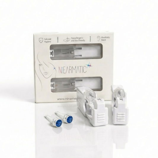 Niearmatic Tek Kullanımlık Kulak Delme Kiti - Medical Plastic Sapphire Küpe