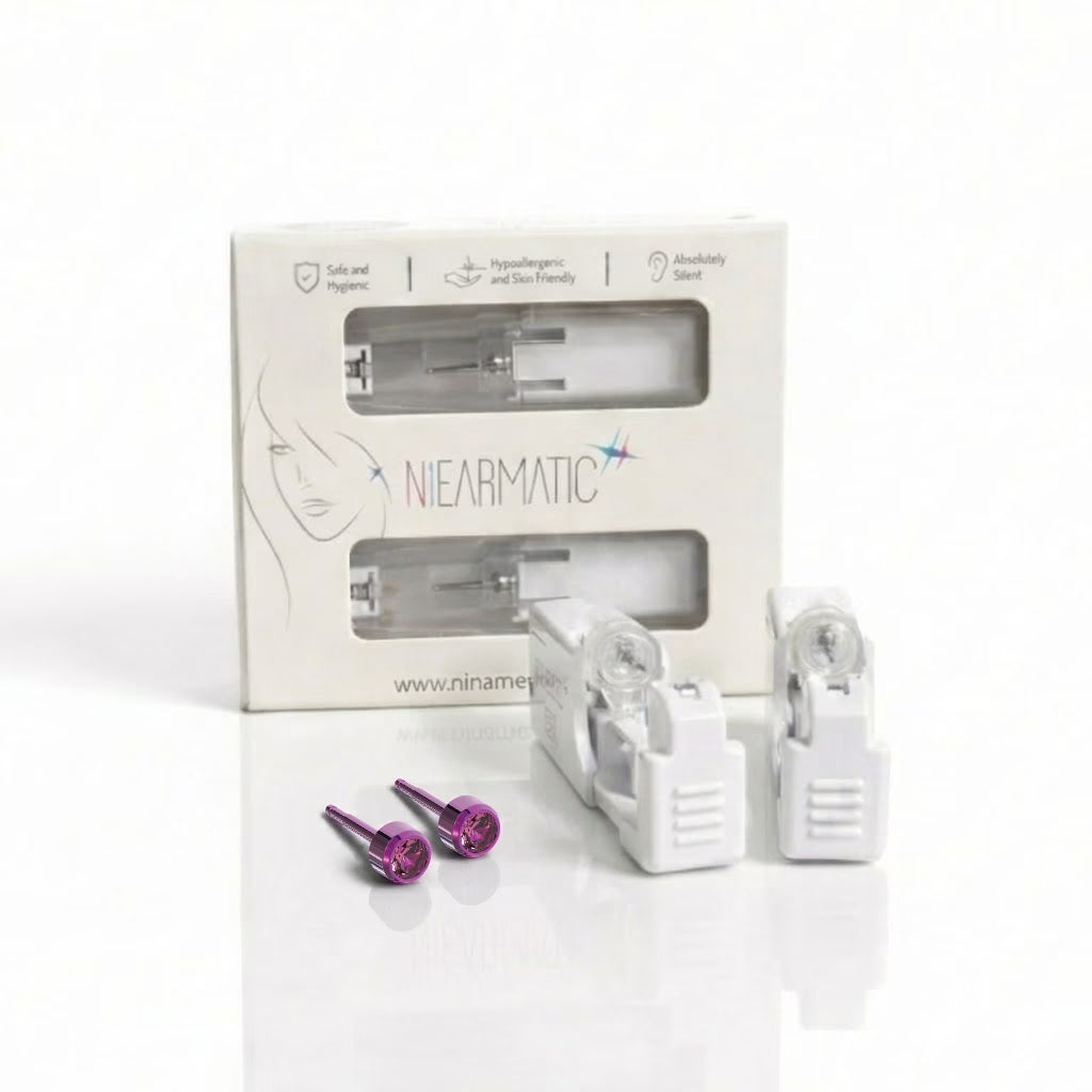 Niearmatic Tek Kullanımlık Kulak Delme Kiti - Titanium Galaxy Rose Küpe