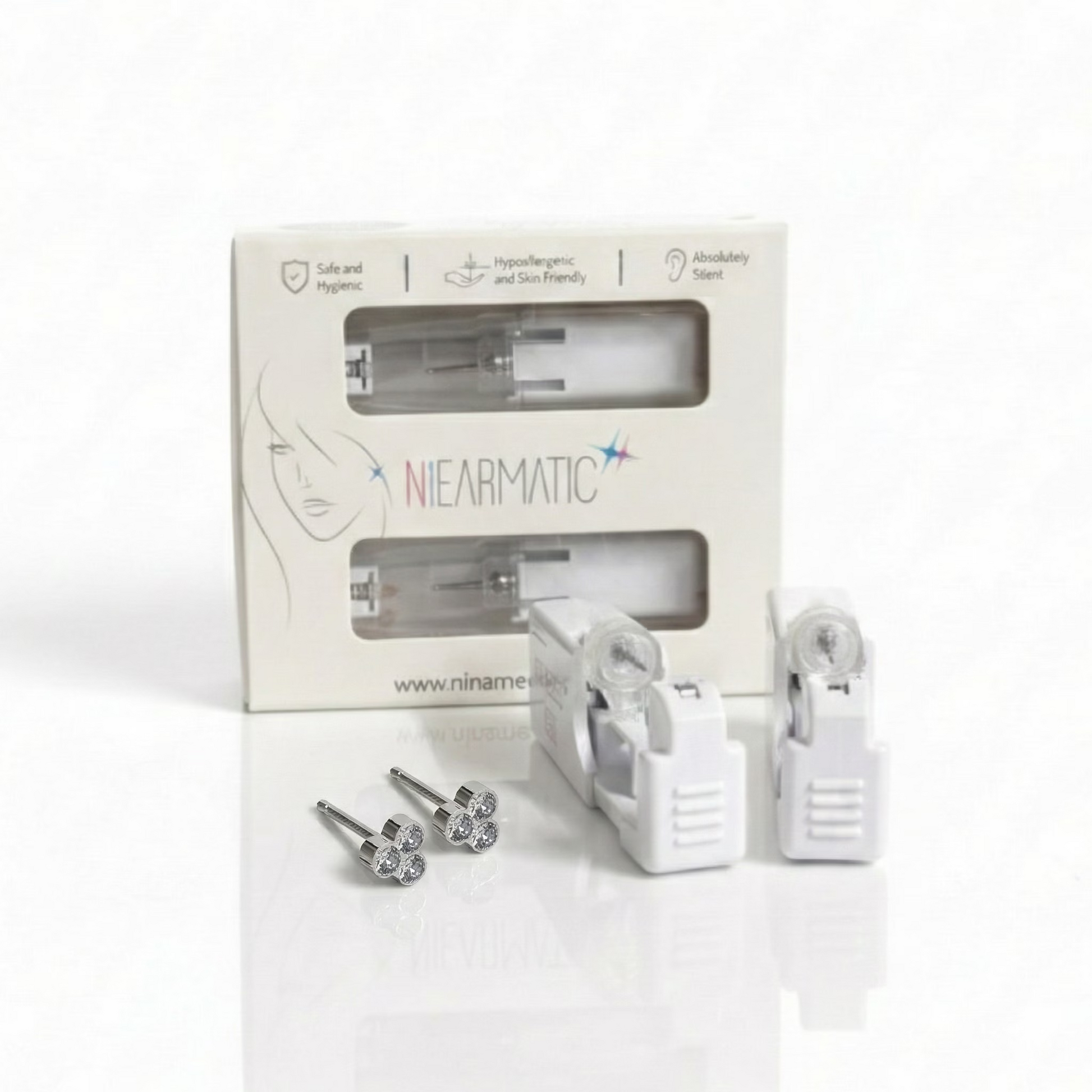 Niearmatic Tek Kullanımlık Kulak Delme Kiti - Trio Rock Crystal Küpe