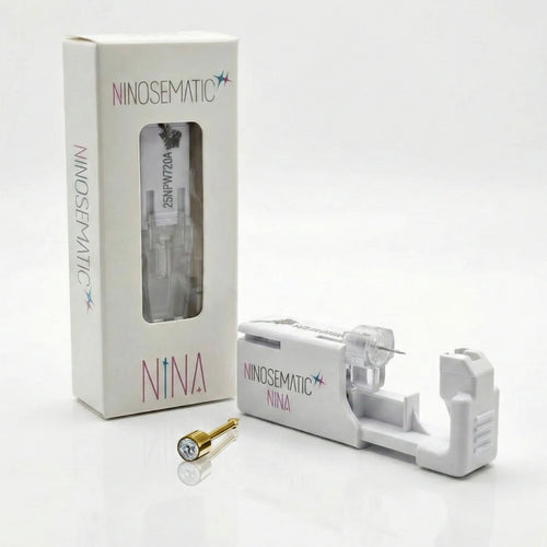 Ninosematic Одноразовый набор для прокалывания носа — серьги Birthstone Crystal с золотым покрытием.