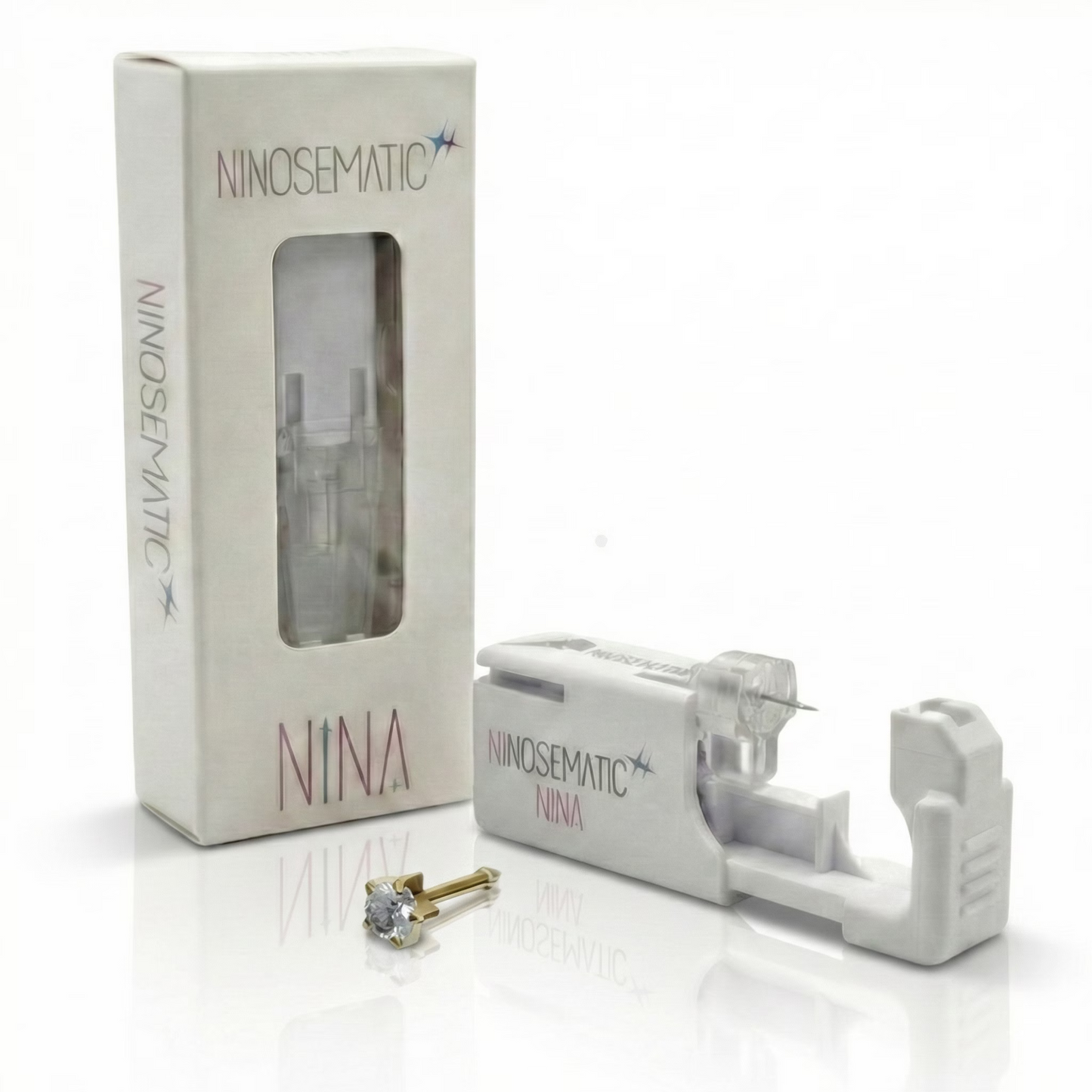 Ninosematic Tek Kullanımlık Burun Delme Kiti - Gold Plated Birthstar Crystal Studs