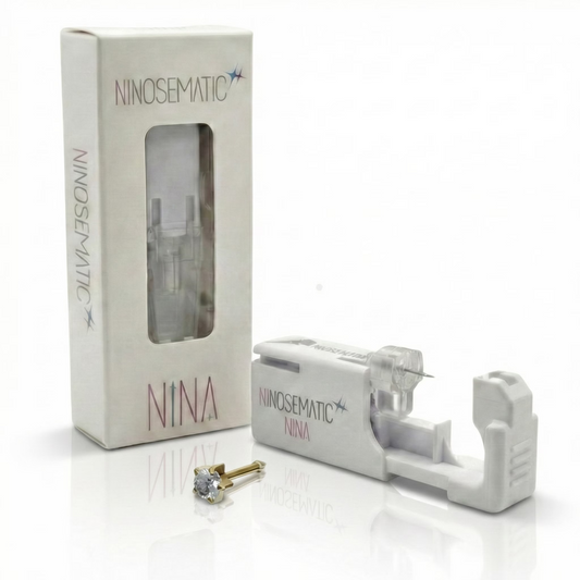 Ninosematic Tek Kullanımlık Burun Delme Kiti - Gold Plated Birthstar Crystal Studs